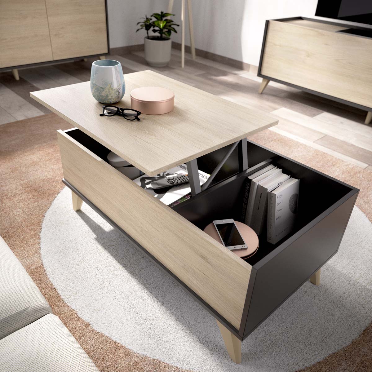 Mesa de centro elevable Ness