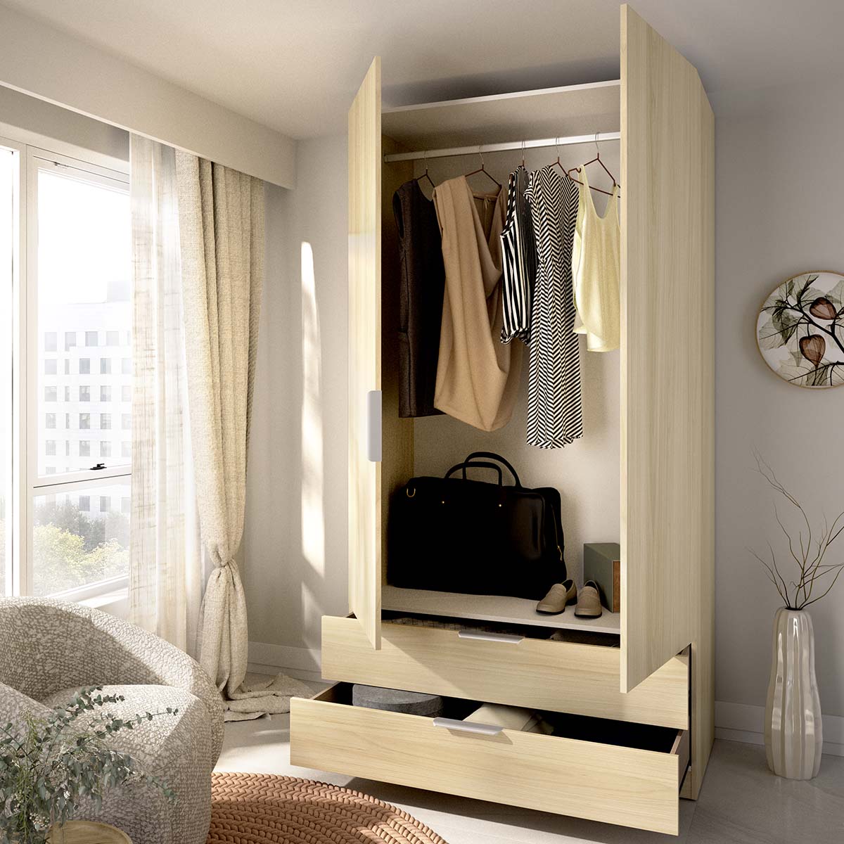 Armario de puertas batentes y cajones Emax