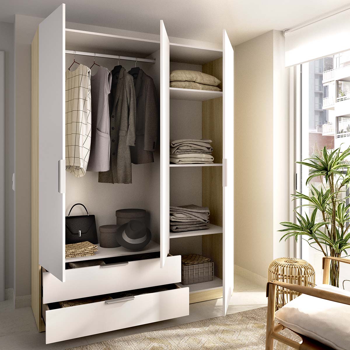 Armario de puertas batentes y cajones Emax