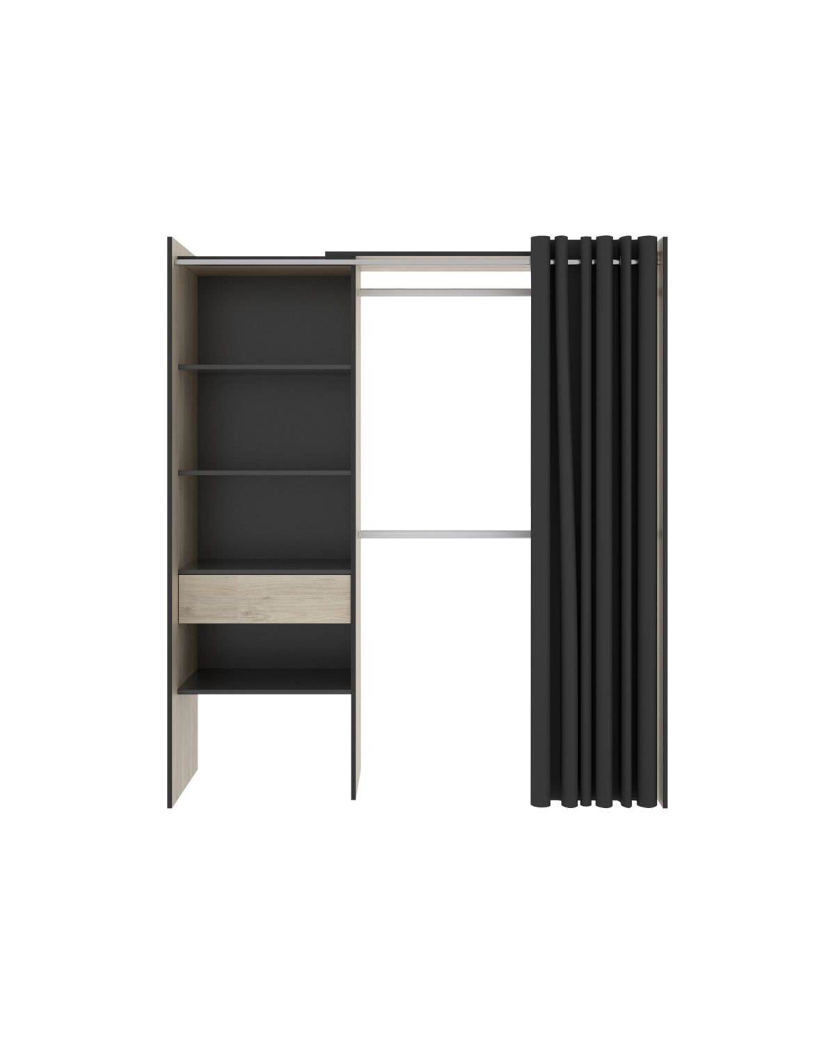 Armario vestidor regulable con columna y cortina Suit