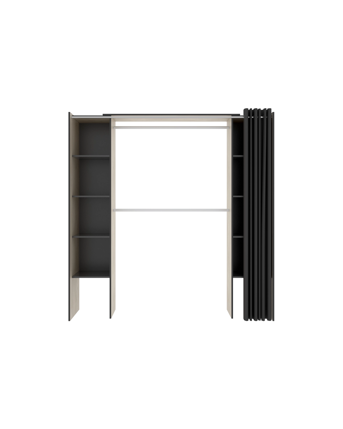 Armario vestidor regulable con dos columnas y cortina Suit