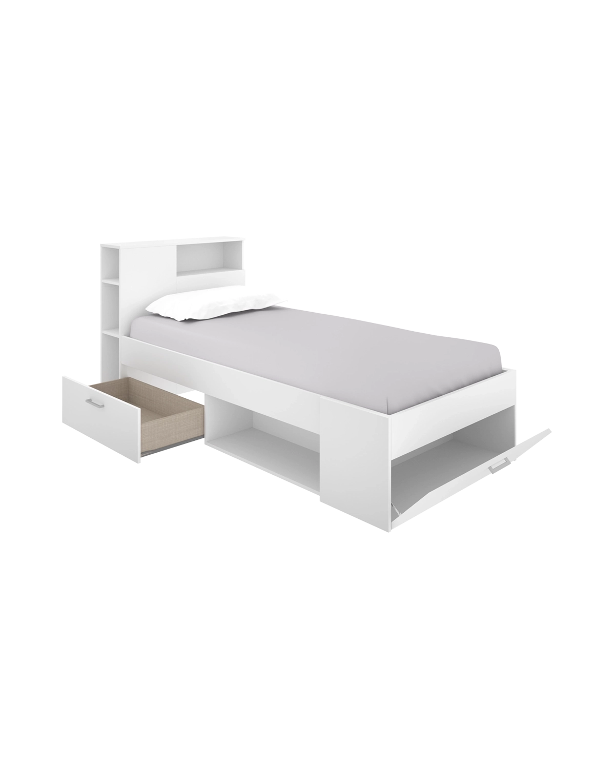 Pack ahorro juvenil Cama Lanka con cabecero, Colchón viscoelástico Nova y Somier 90 x 190 cm