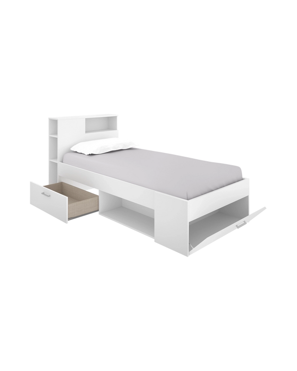 Pack ahorro juvenil Cama Lanka con cabecero, Colchón viscoelástico Nova y Somier 90 x 190 cm