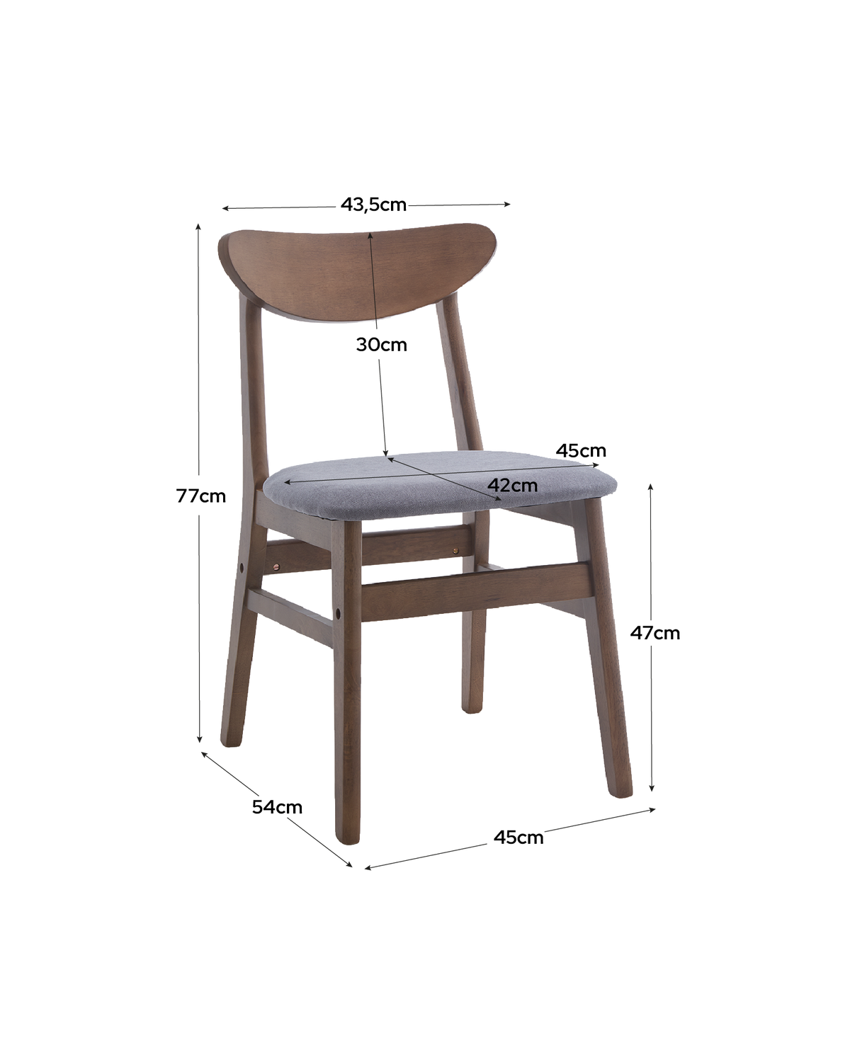 Set de 2 sillas de comedor en madera Tanya
