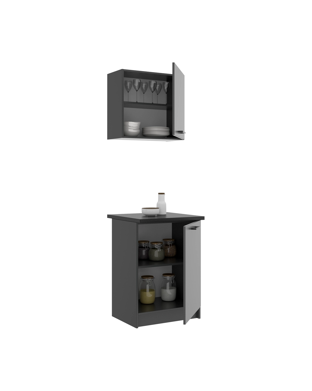 Conjunto de 2 módulos de cocina superior e inferior Kirsten