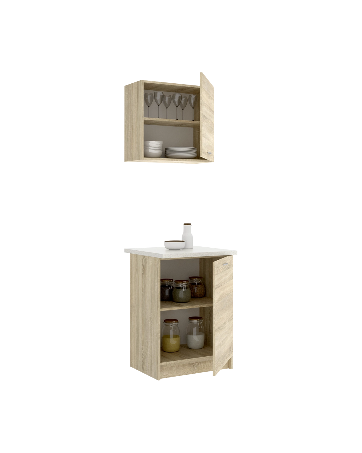 Conjunto de 2 módulos de cocina superior e inferior Kirsten