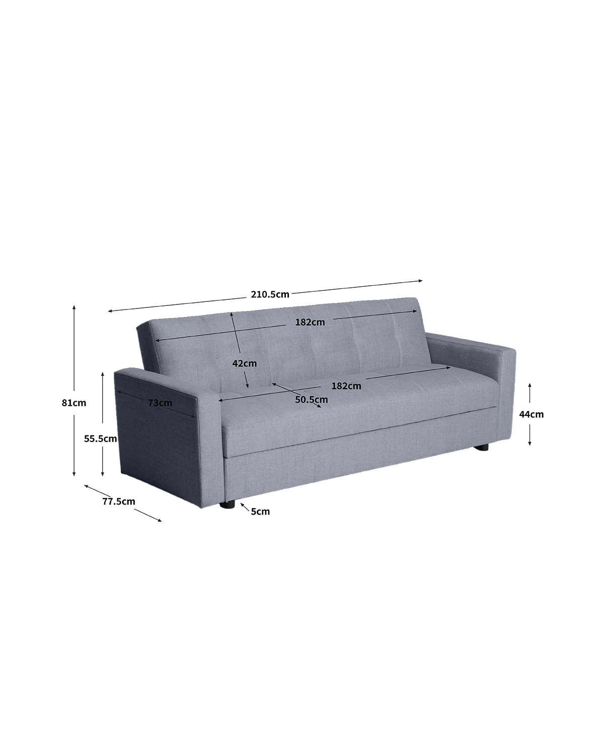 Sofá cama de 3 plazas con almacenaje Kim