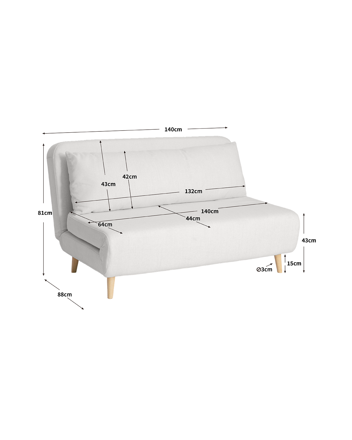 Sofá cama de 2 plazas Leann