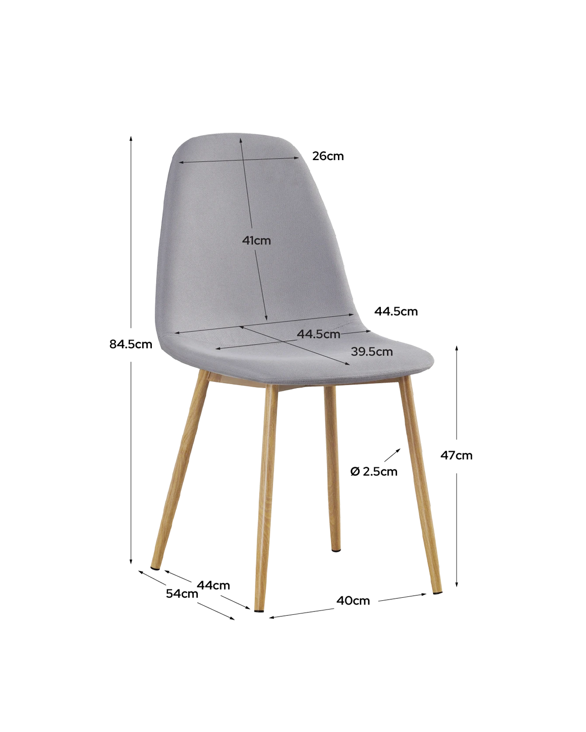 Set de 4 sillas de comedor tapizadas Deana