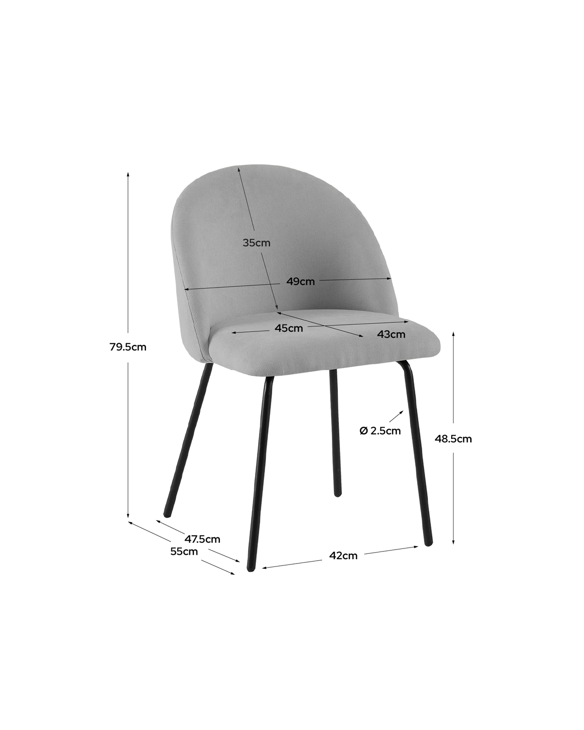 Silla de comedor tapizada Grace