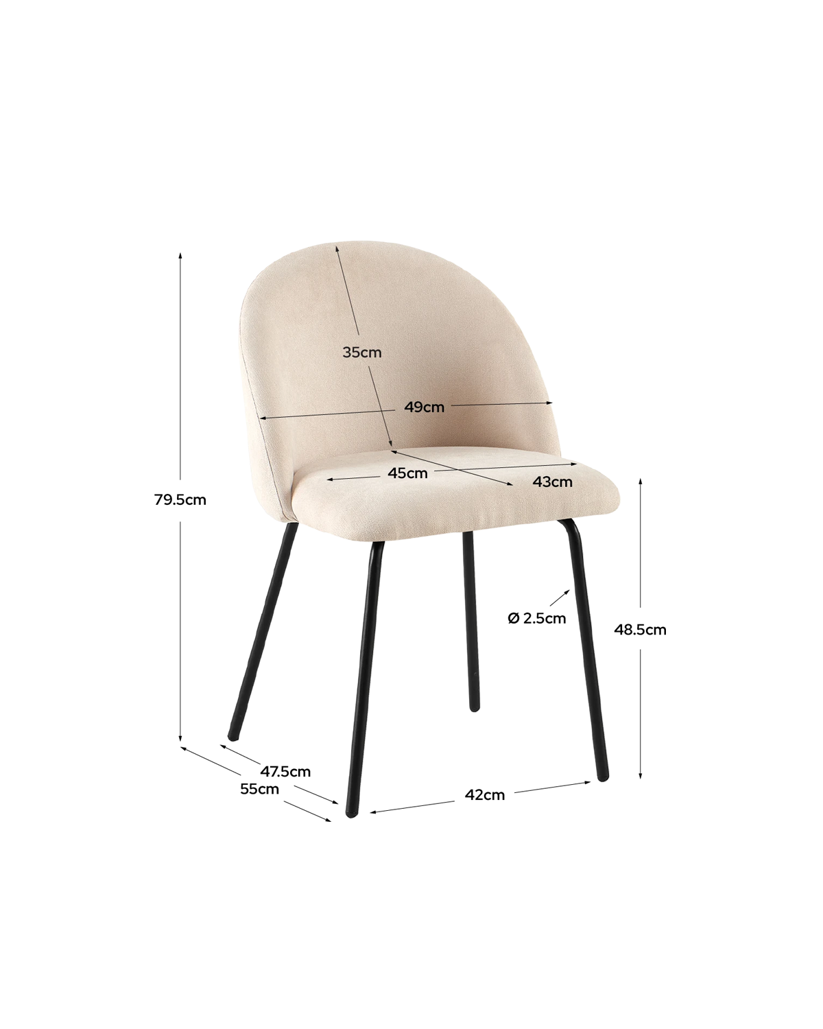 Set de 4 sillas de comedor tapizadas Grace