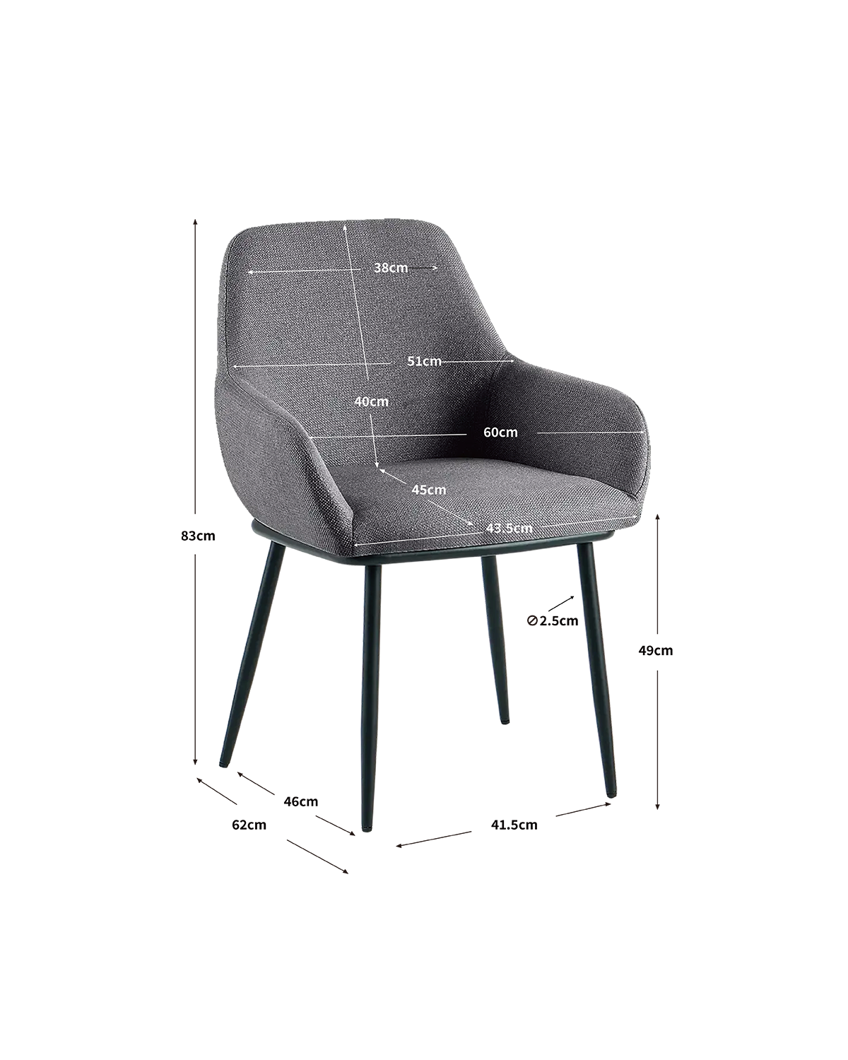 Set de 2 sillas de comedor tapizadas Verna