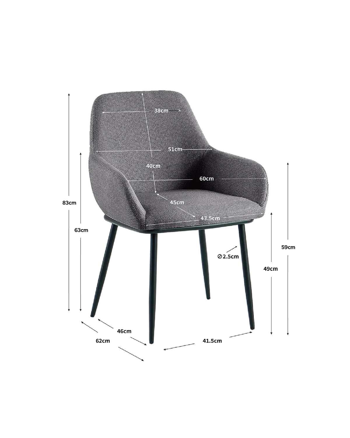 Set de 2 sillas de comedor tapizadas Verna