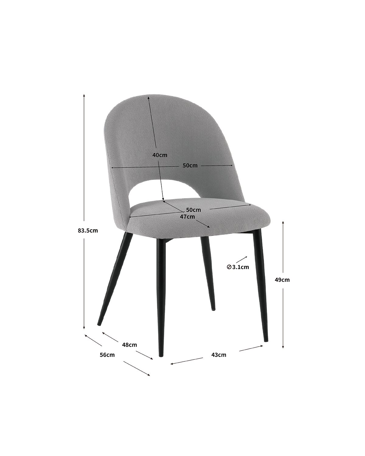 Set de 4 sillas de comedor tapizadas Hollie