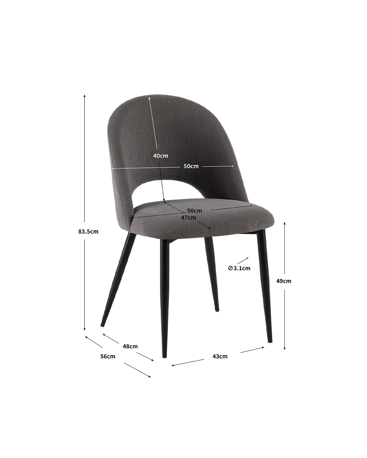 Set de 4 sillas de comedor tapizadas Hollie