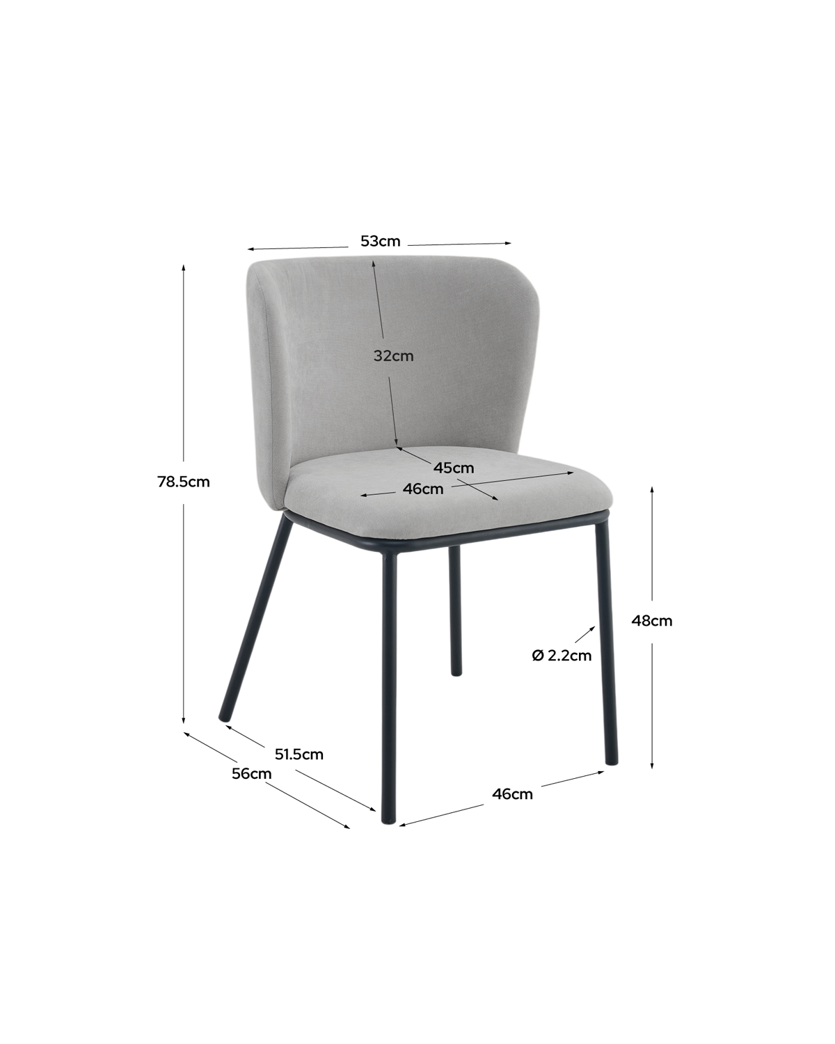 Set de 2 sillas de comedor tapizadas Glenna