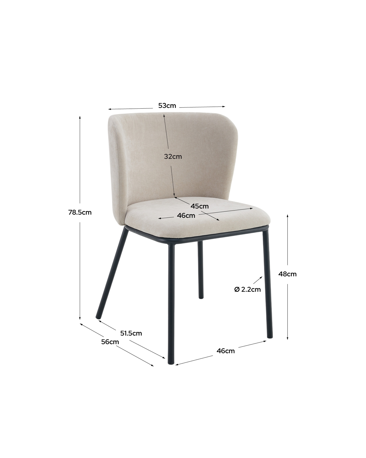 Set de 2 sillas de comedor tapizadas Glenna