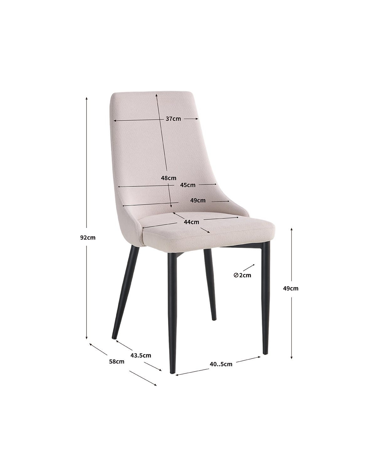 Set de 4 sillas de comedor tapizadas Jackie