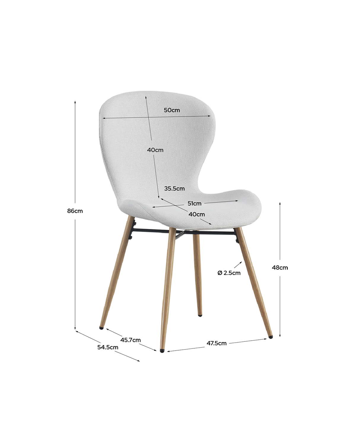 Set de 4 sillas de comedor tapizadas Helene