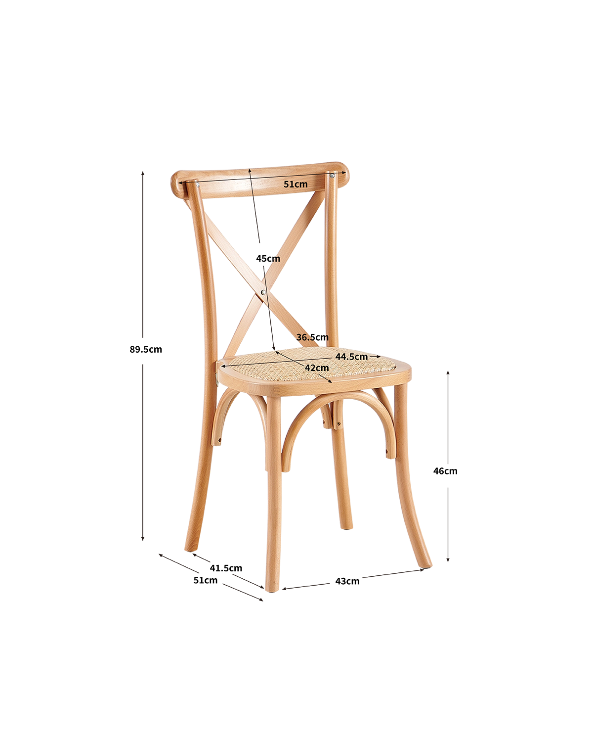 Set de 2 sillas de comedor en madera Cruz