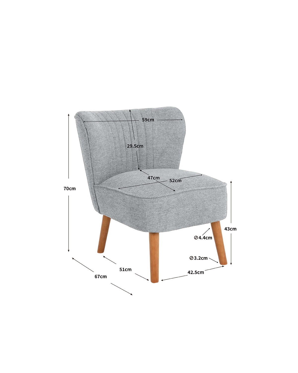 Sillón tapizado en tela Eve