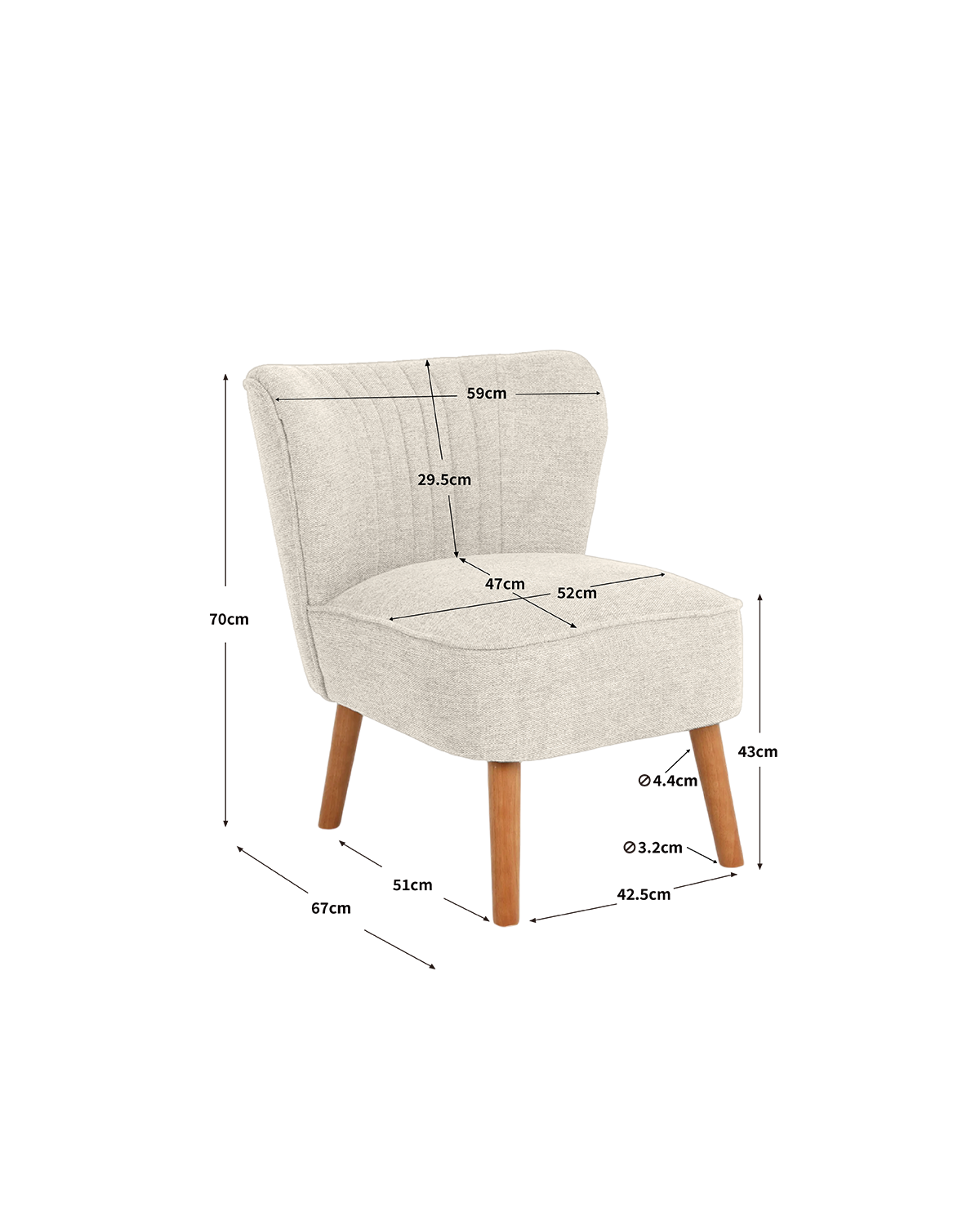 Sillón tapizado en tela Eve