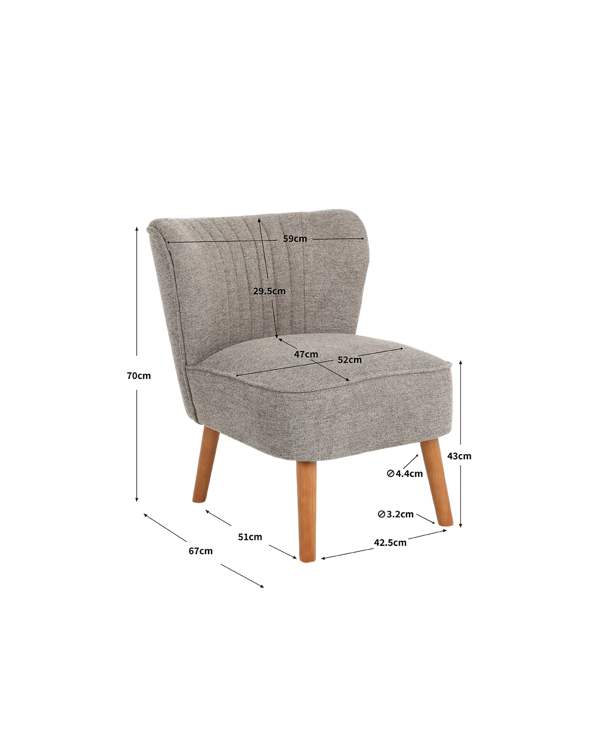 Sillón tapizado en tela Eve