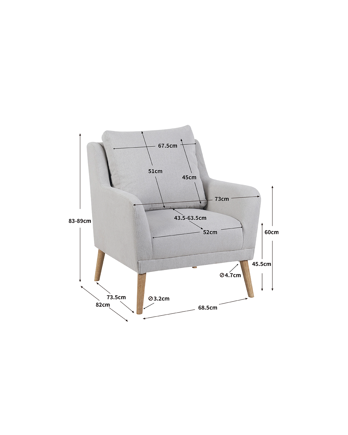 Sillón tapizado en tela Allison