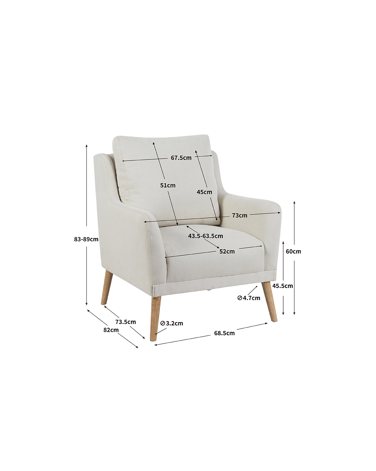 Sillón tapizado en tela Allison