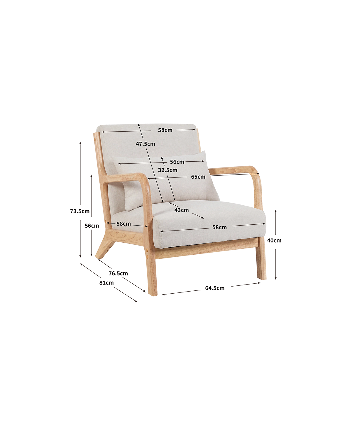 Sillón tapizado en tela Carrie