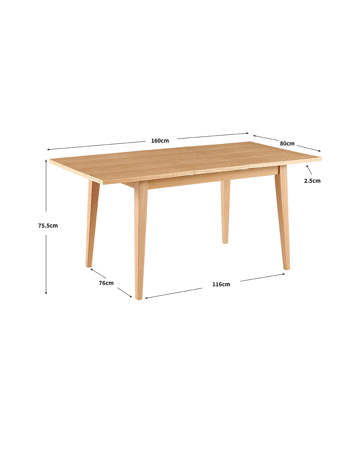 Mesa de comedor rectangular extensible Ebony