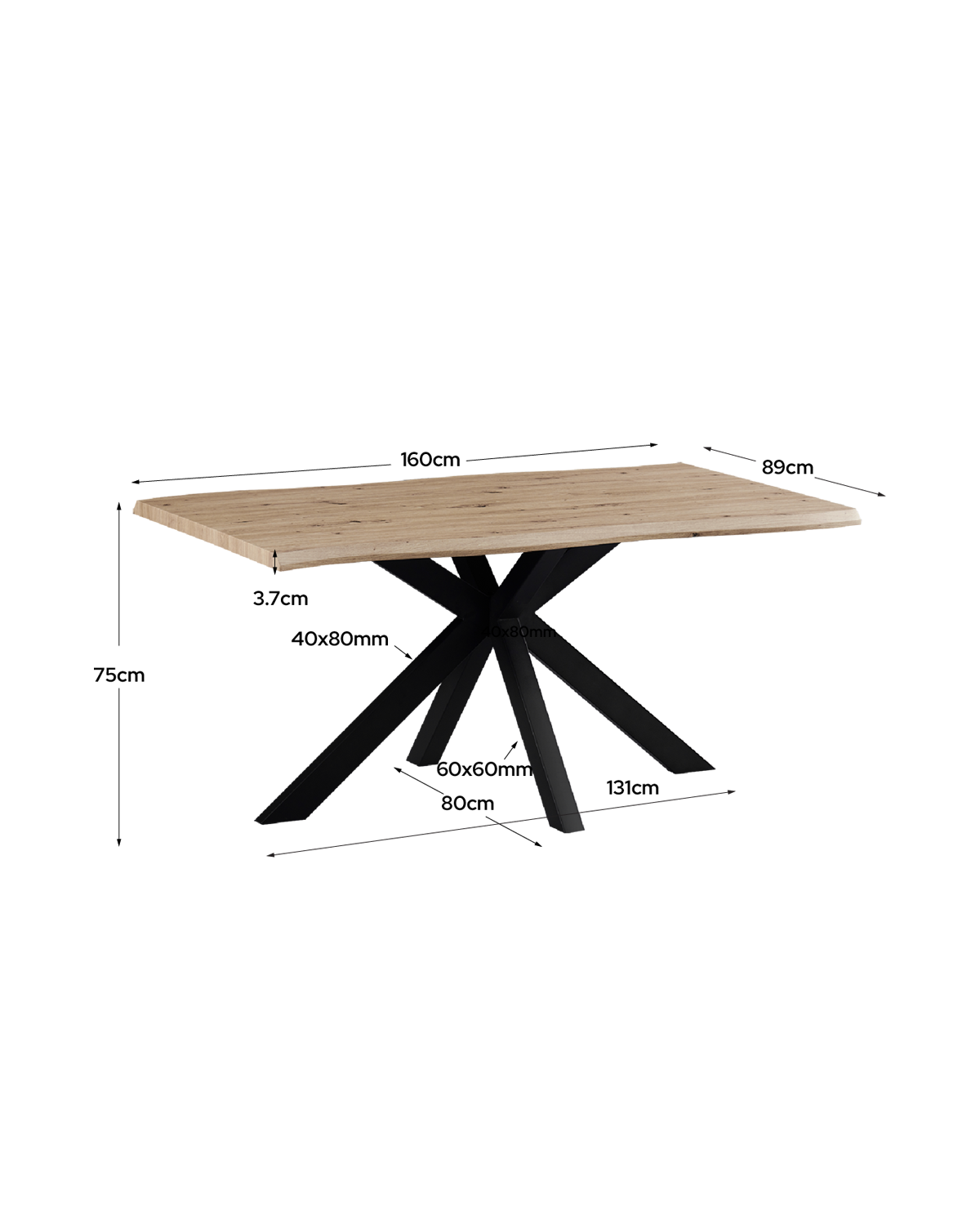 Mesa de comedor de sobre irregular Thelma