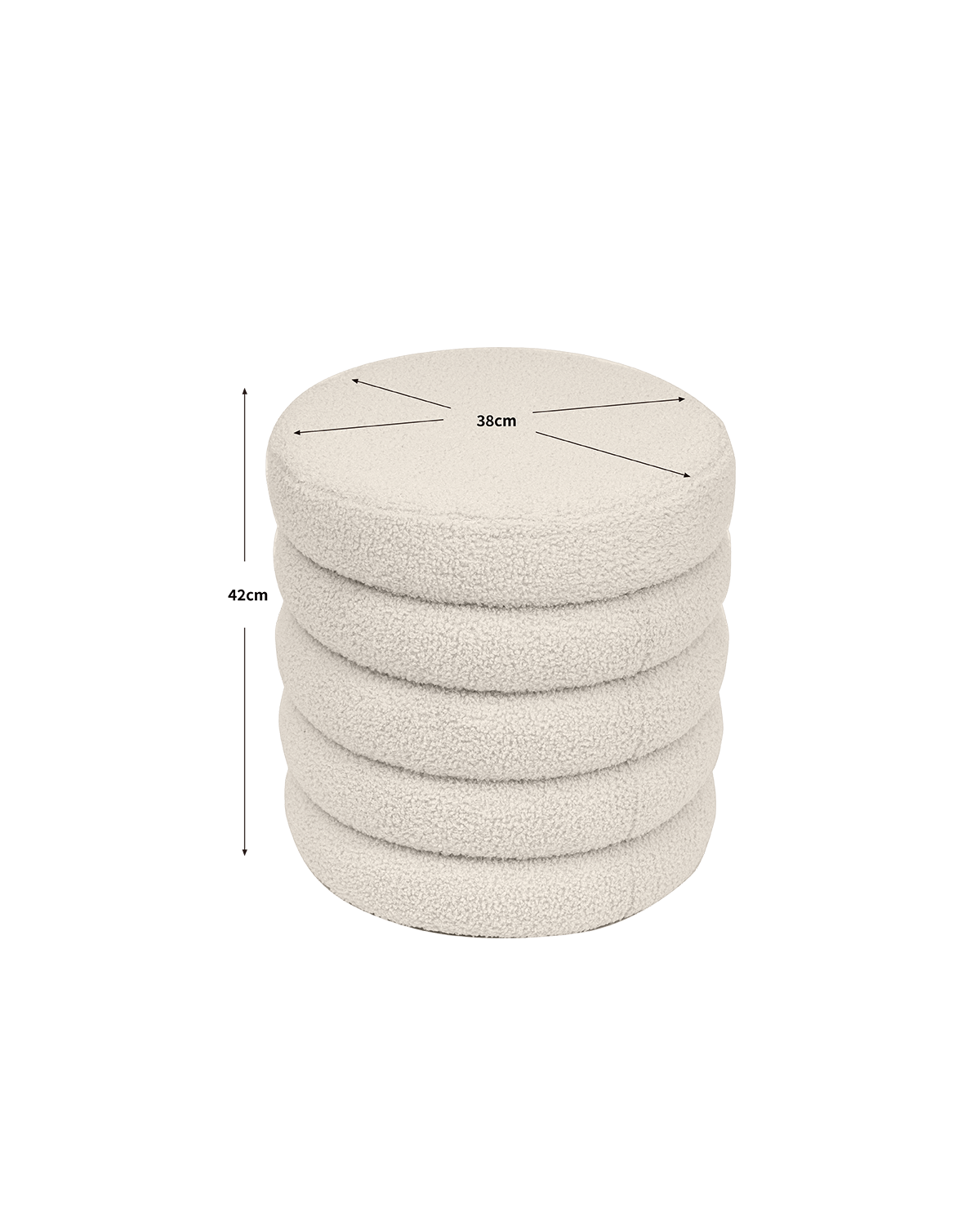 Puff con almacenaje tapizado en teddy Effie