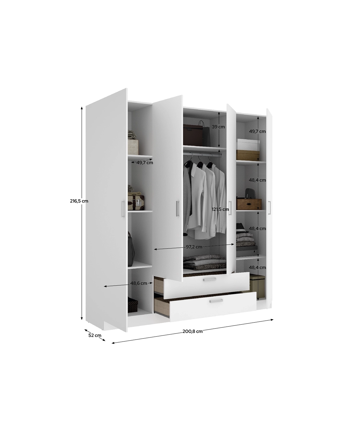 Armario de puertas batientes y cajones Maxi