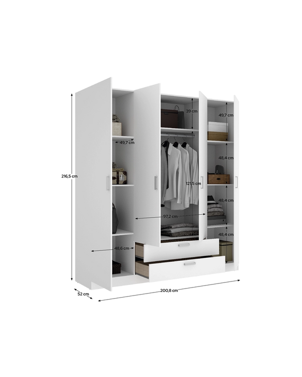 Armario de puertas batientes y cajones Maxi