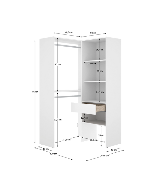 Armario vestidor rinconero con columna Suit