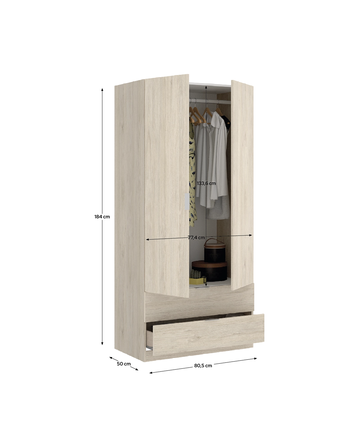 Armario de puertas batientes y cajones Essen