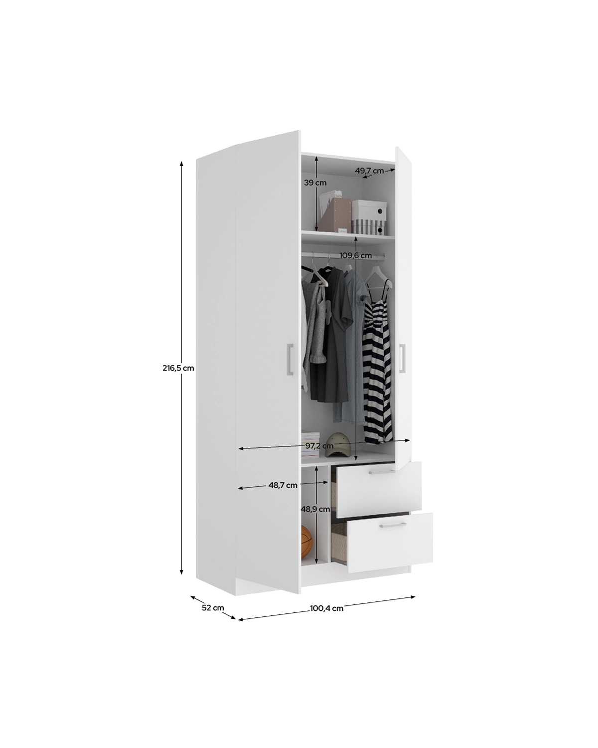 Armario de puertas batientes y cajones Maxi