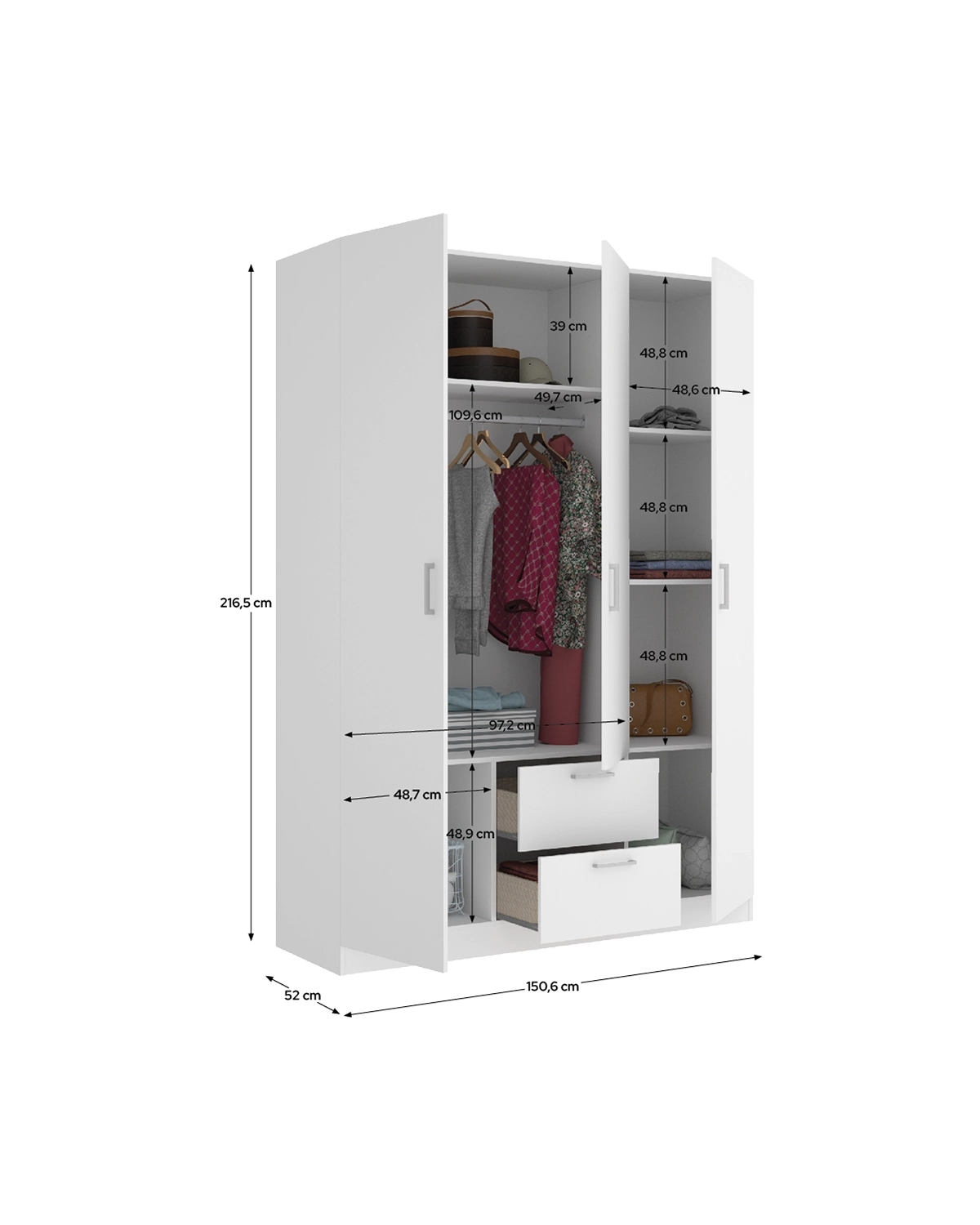 Armario de puertas batientes y cajones Maxi