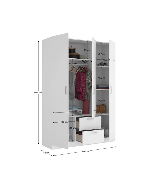 Armario de puertas batientes y cajones Maxi