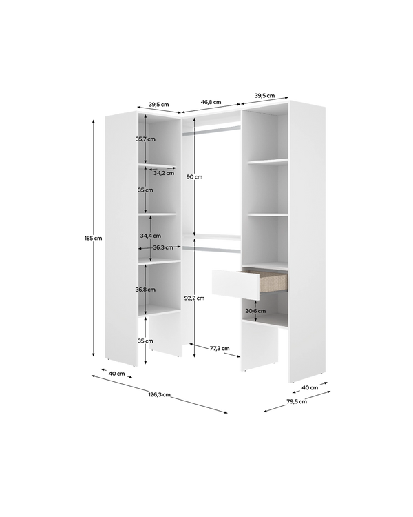 Armario vestidor rinconero con dos columnas Suit