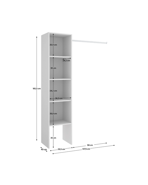 Armario vestidor regulable con columna Suit