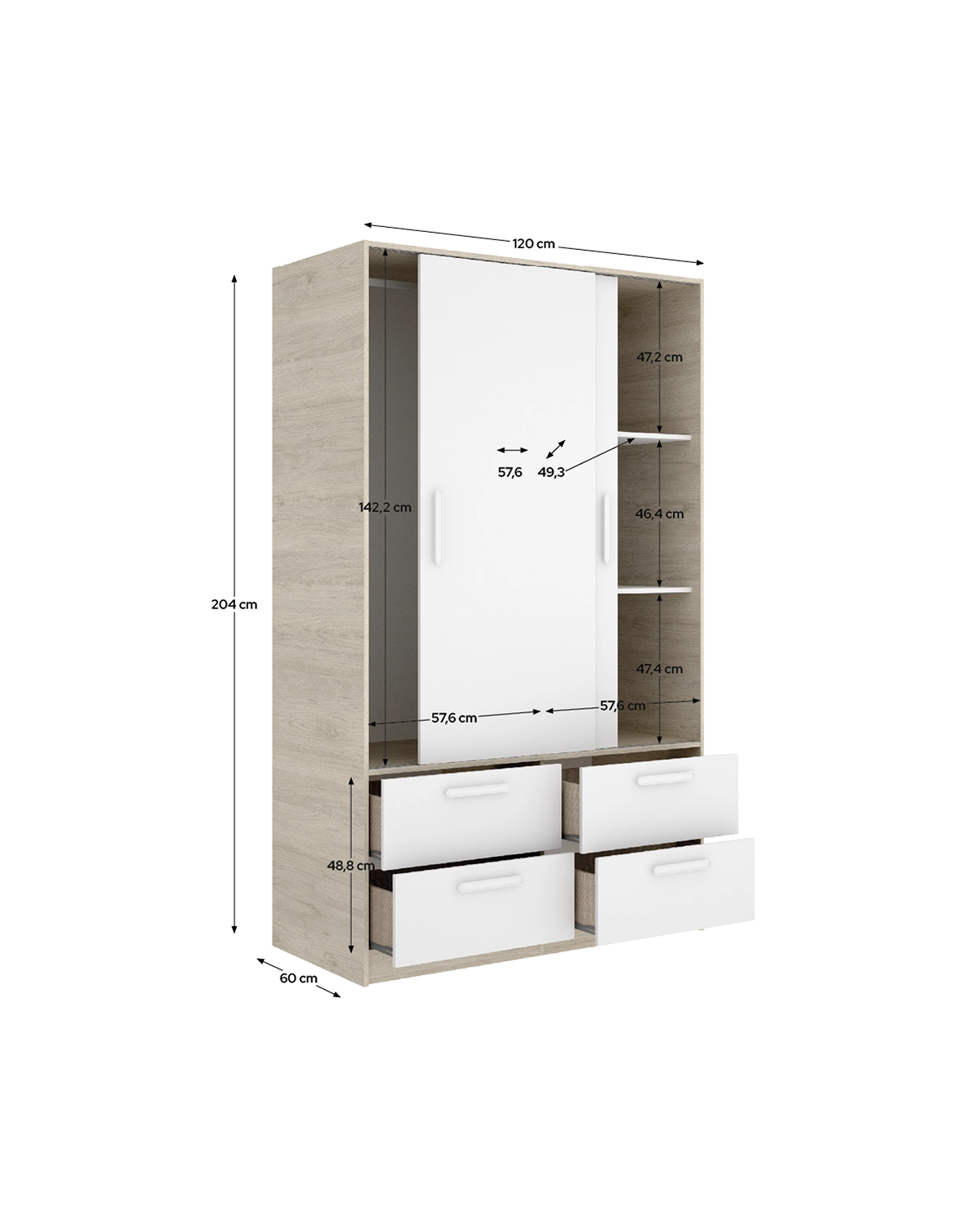 Armario de puertas correderas y cajones Slide