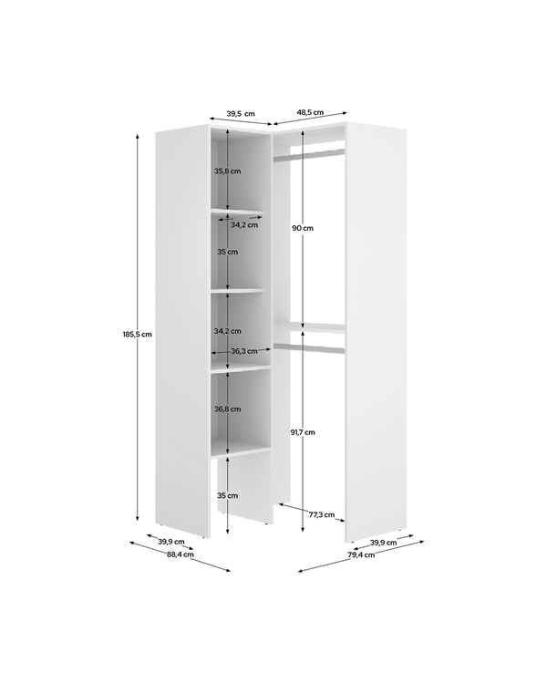 Armario vestidor rinconero con columna Suit