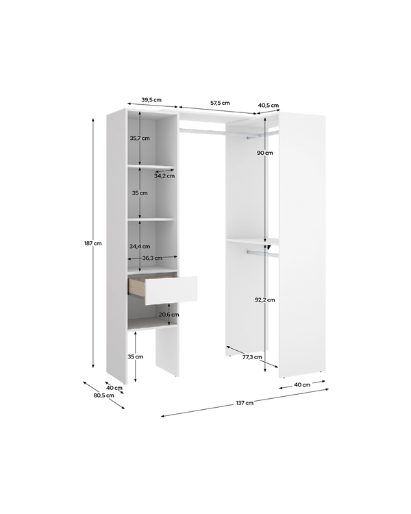 Armario vestidor regulable con doble montaje Suit