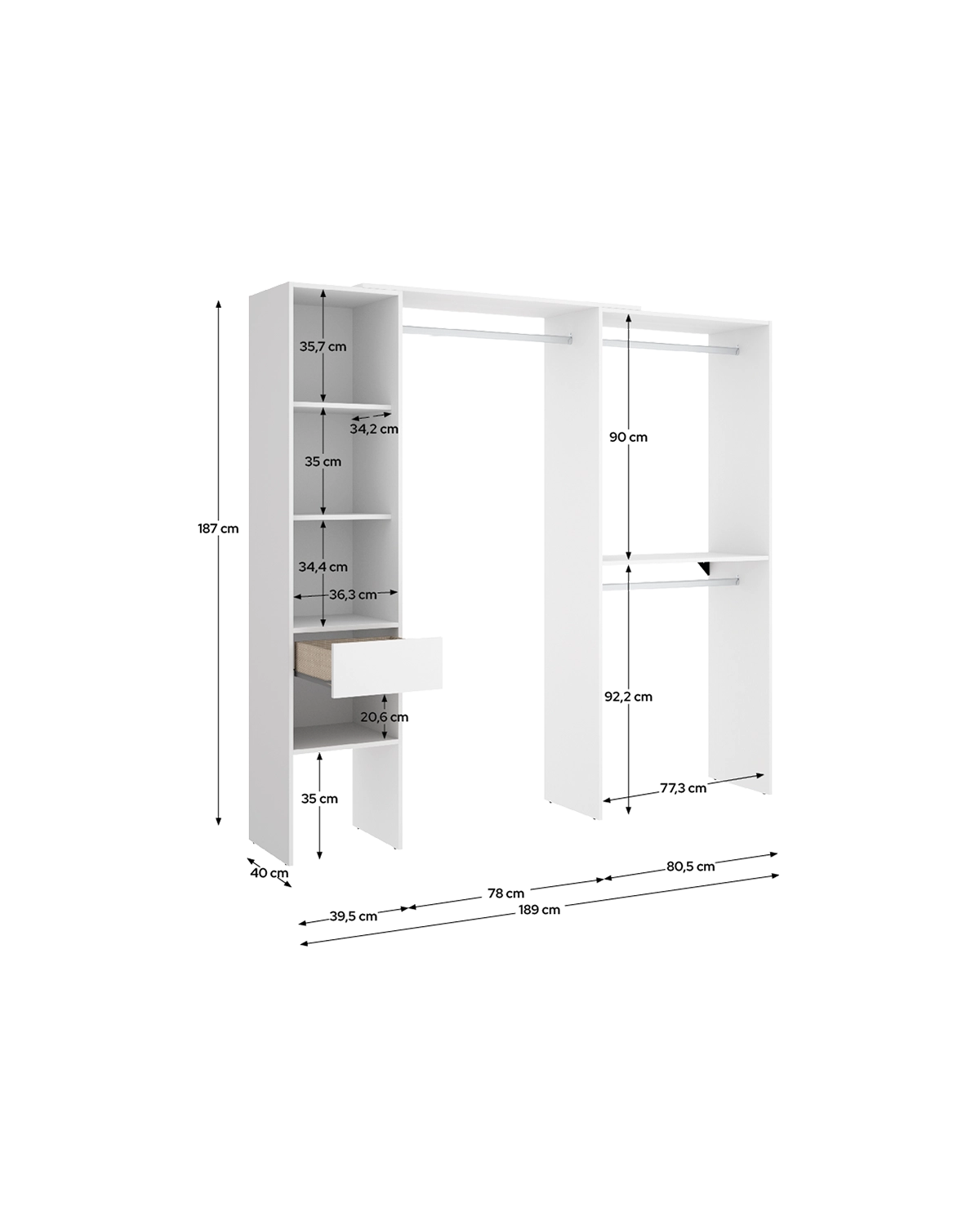 Armario vestidor regulable con doble montaje Suit