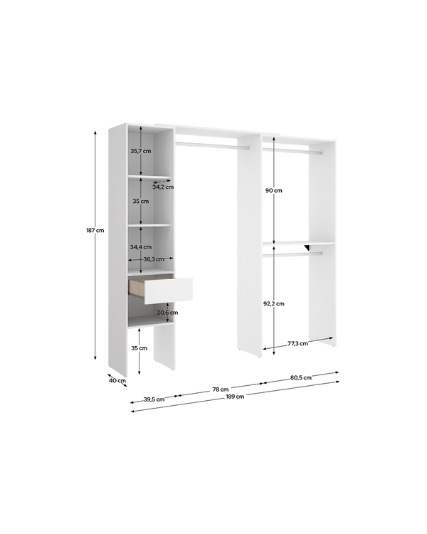Armario vestidor regulable con doble montaje Suit
