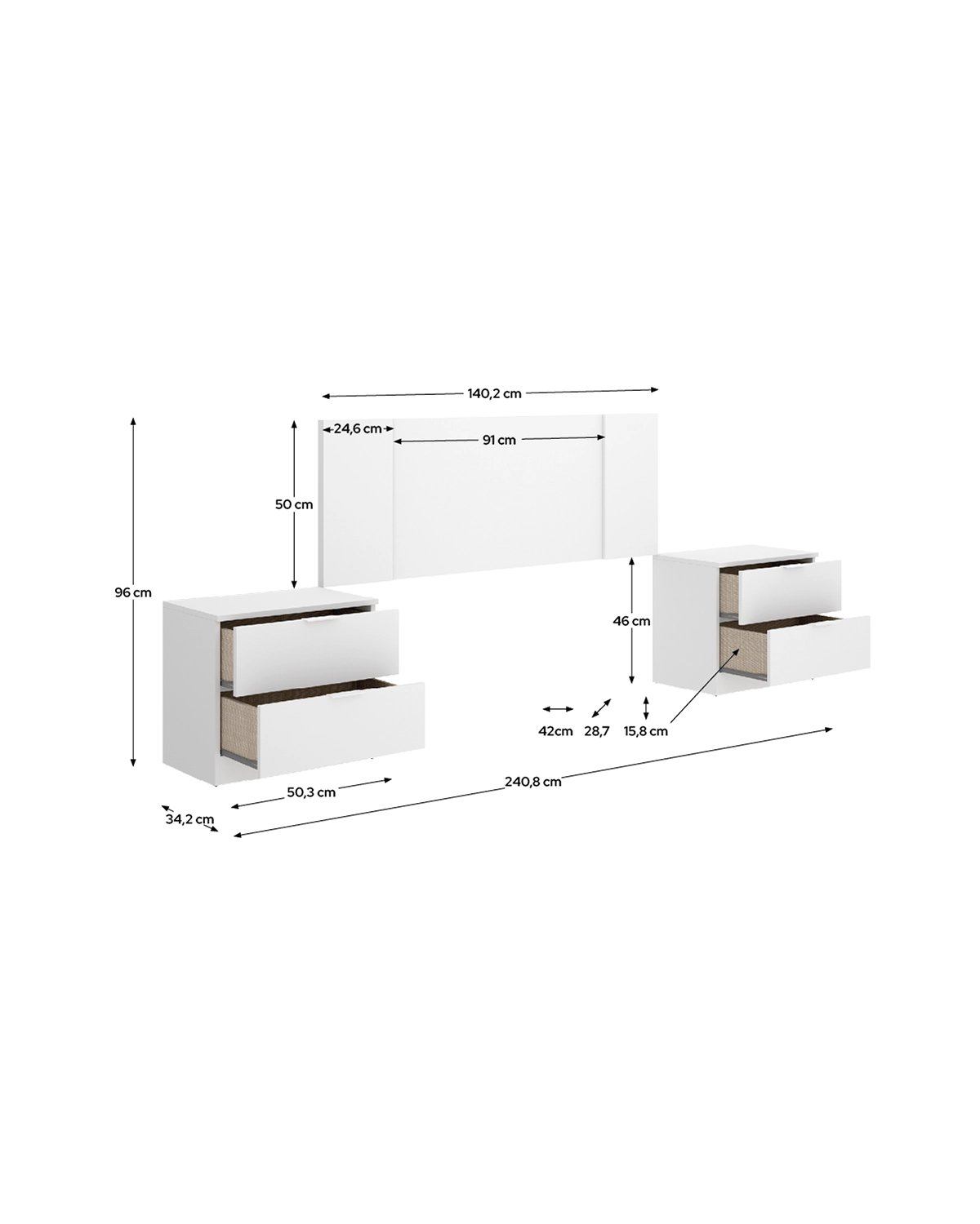 Cabecero con dos mesitas Flow