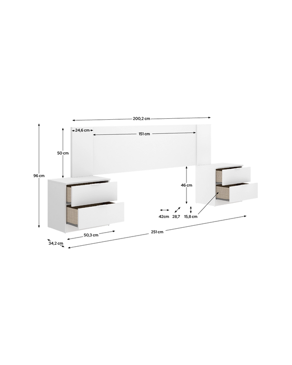 Cabecero con dos mesitas Len