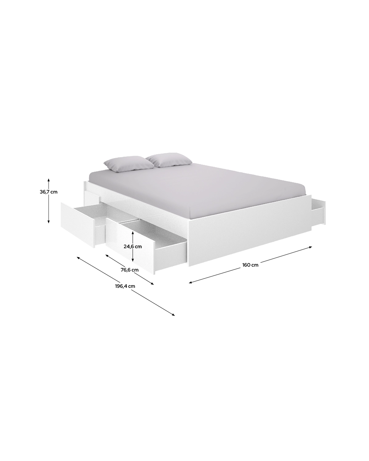Cama matrimonio con cajones Alice